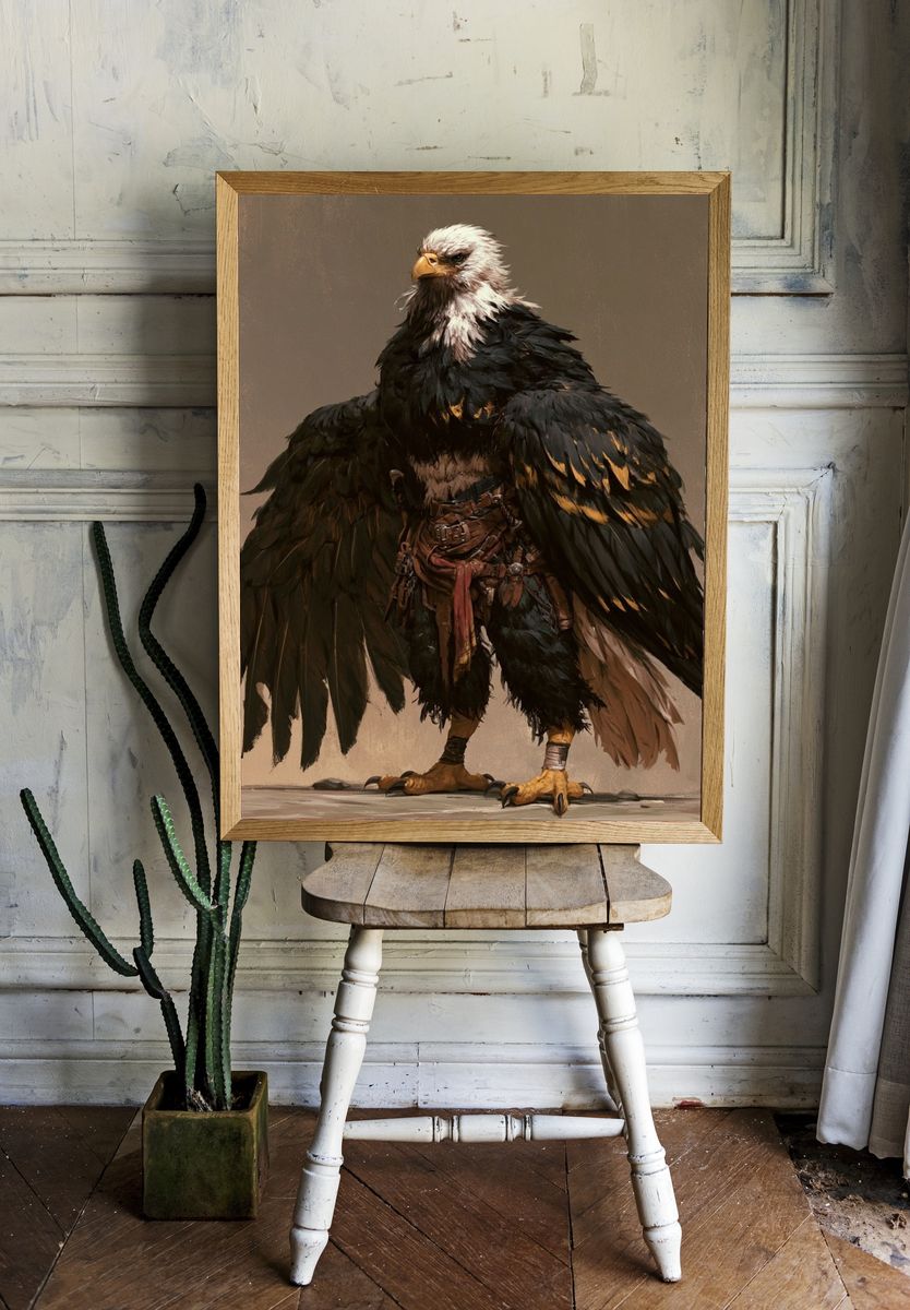 Majestic Eagle Warrior Illustration Poster. — room view 1