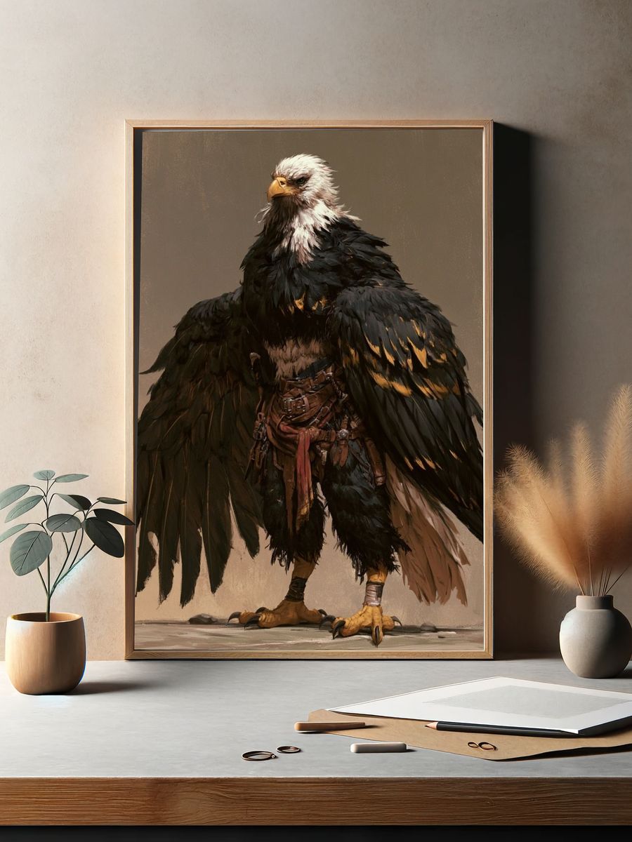 Majestic Eagle Warrior Illustration Poster. — room view 2