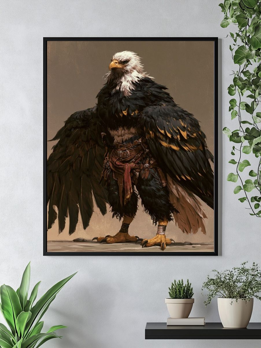 Majestic Eagle Warrior Illustration Poster. — room view 4