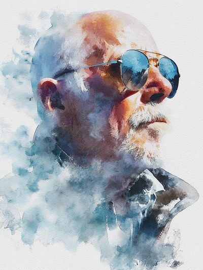 Watercolor Gentleman Portrait Print. poster
