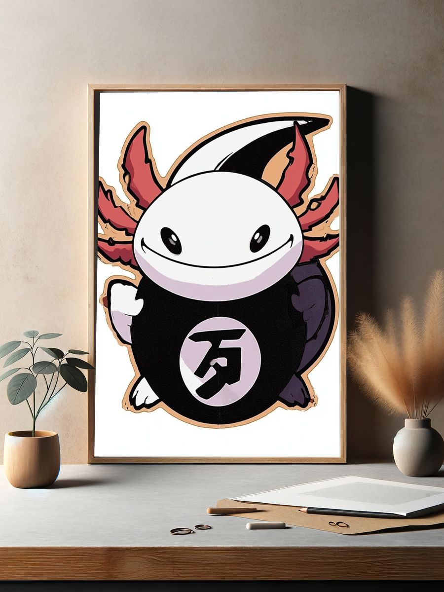 Axolotl Mascot Illustration Poster. — room view 2