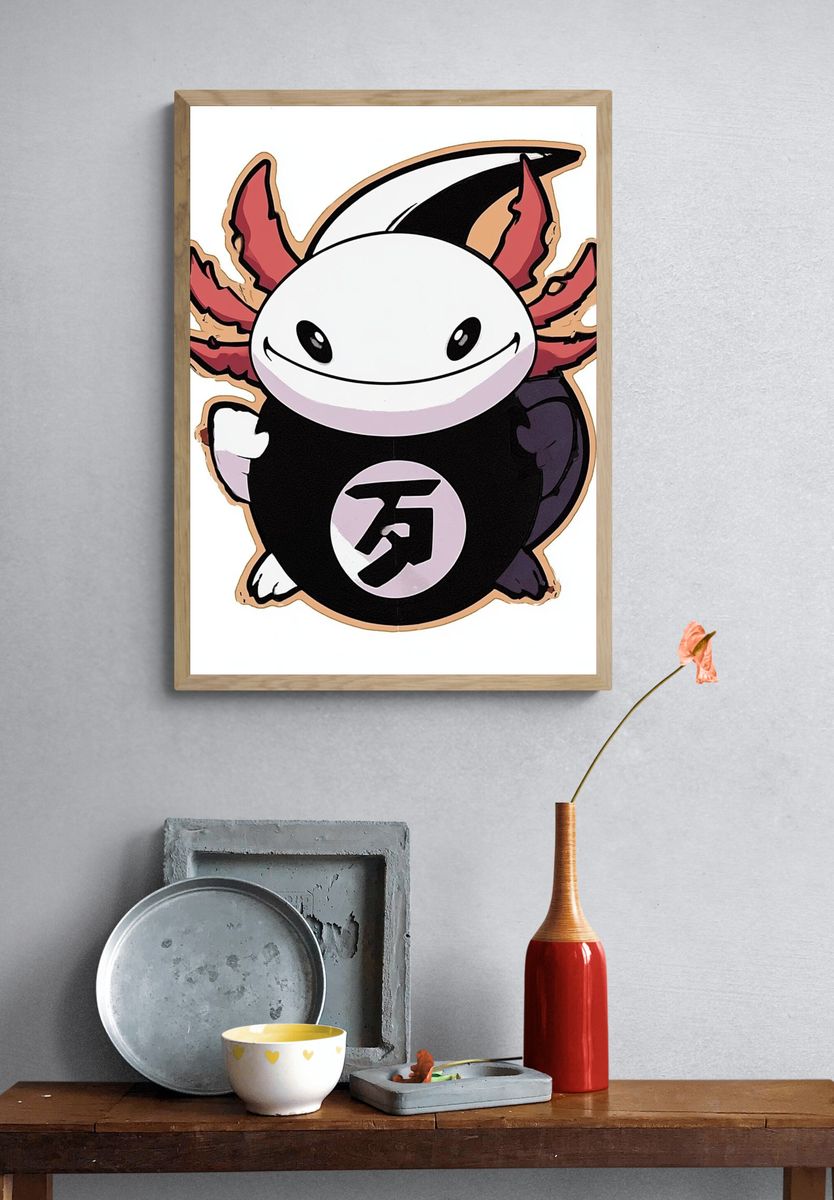 Axolotl Mascot Illustration Poster. — room view 3