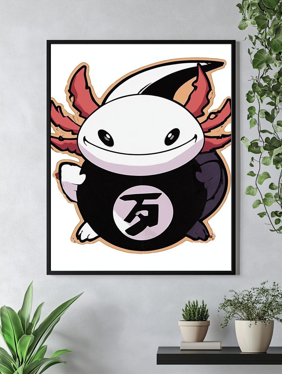 Axolotl Mascot Illustration Poster. — room view 4