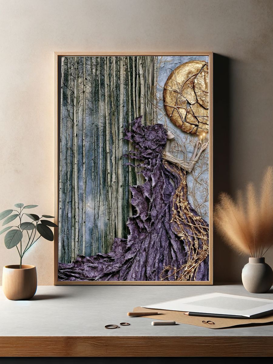 Mystic Forest Woman Illustration Poster. — room view 2