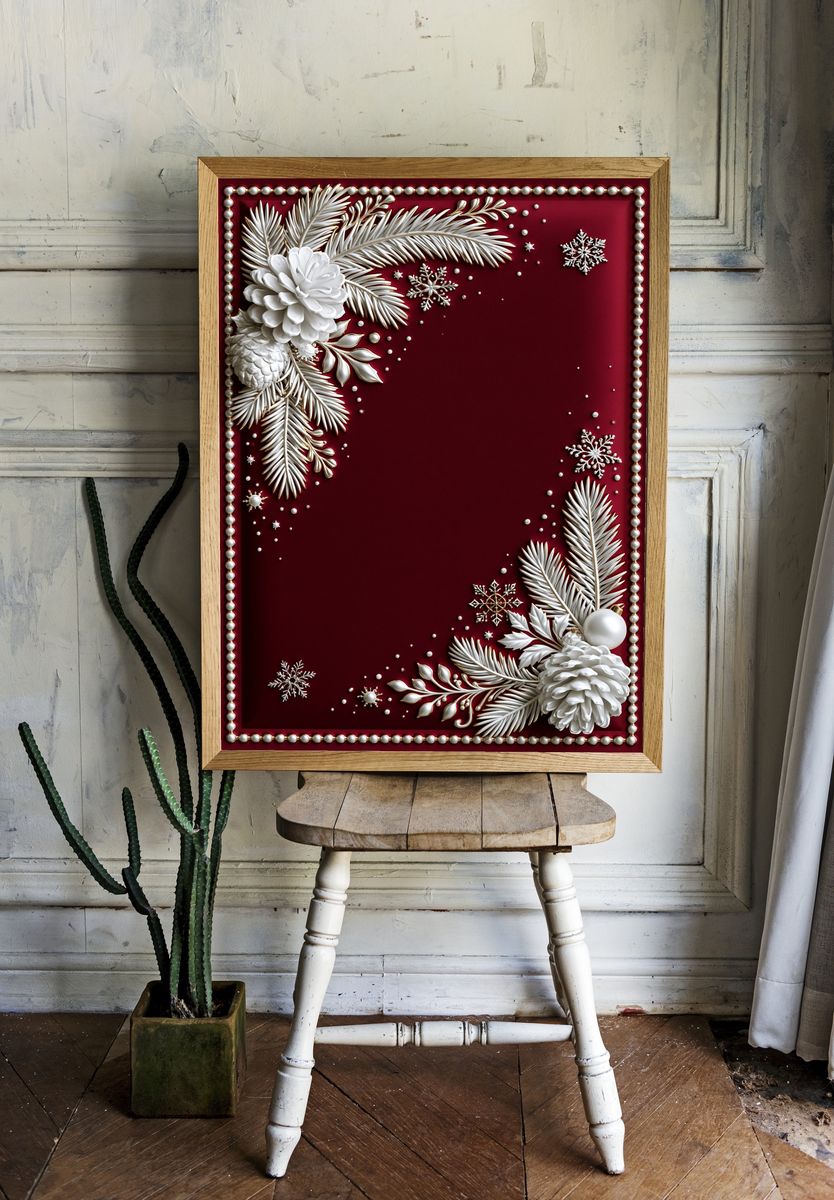 Winter Floral Ornament Poster. room preview