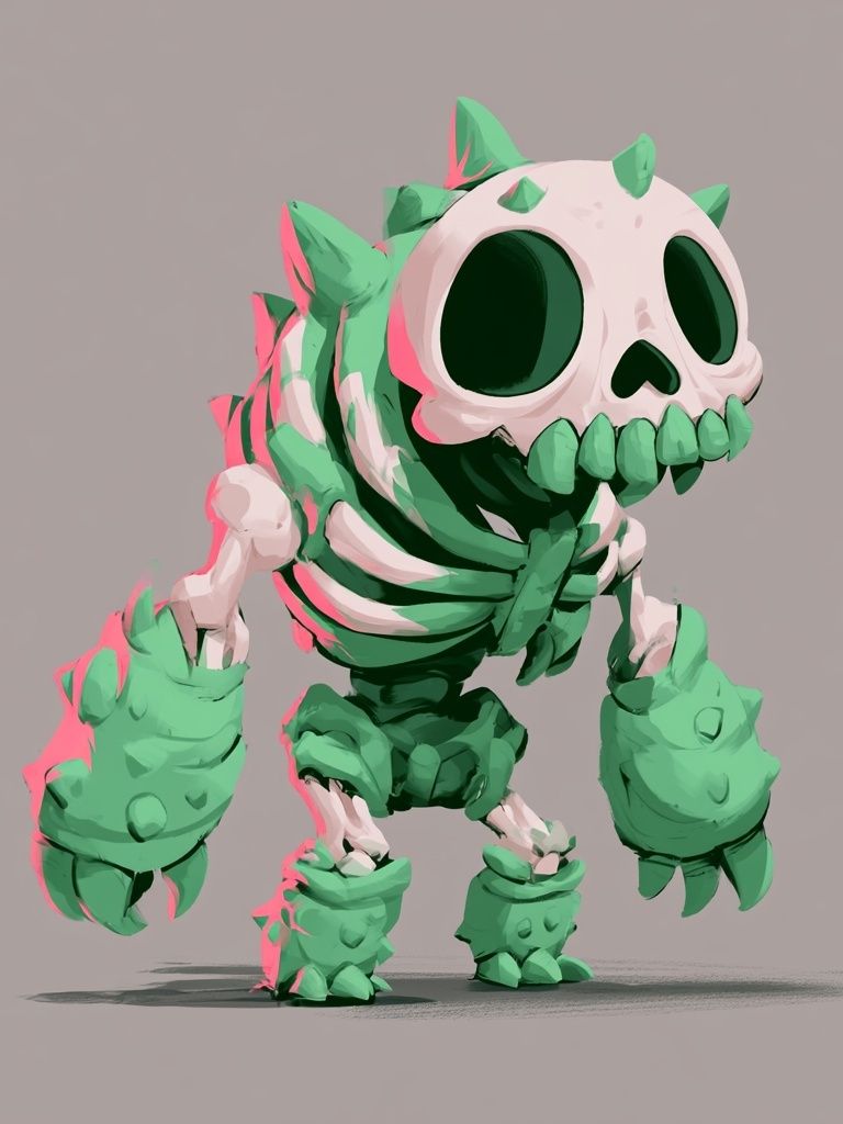 Cute Monster Skeleton Illustration Poster. poster detail