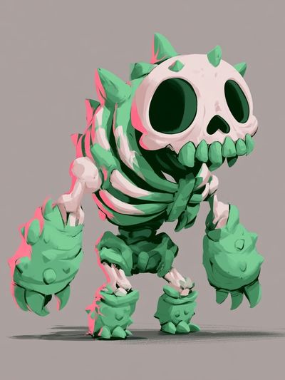 Cute Monster Skeleton Illustration Poster.
