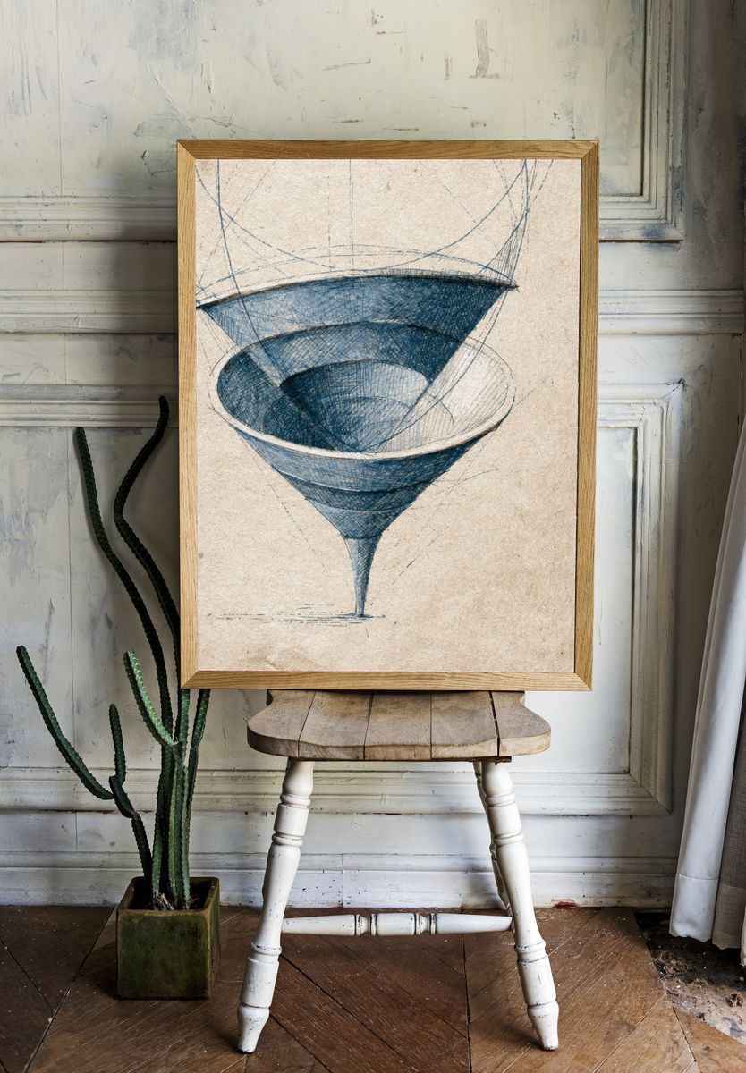 Blue Spiral Cone Illustration Poster. room preview