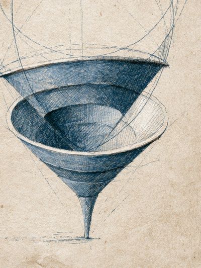 Blue Spiral Cone Illustration Poster.