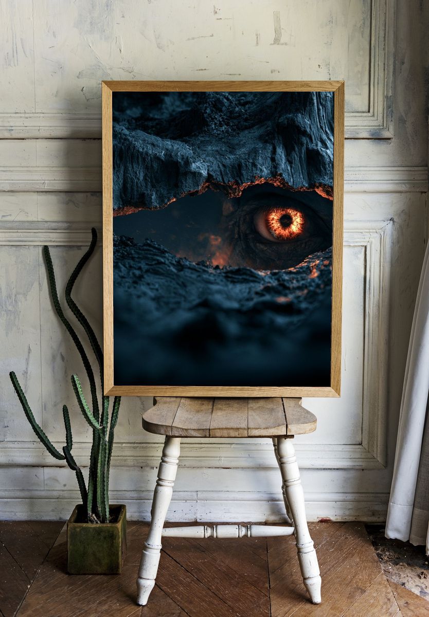 Fiery Eye in Rock Crevice Print. room preview