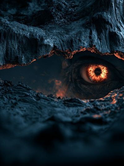 Fiery Eye in Rock Crevice Print.