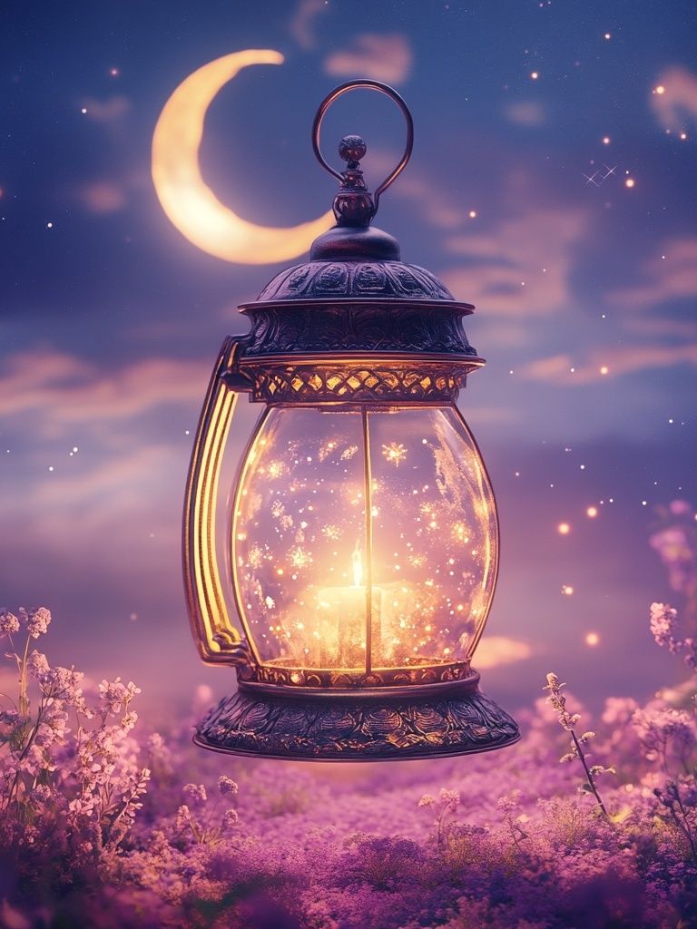 Moonlit Lantern Fantasy Print. poster — illustration art