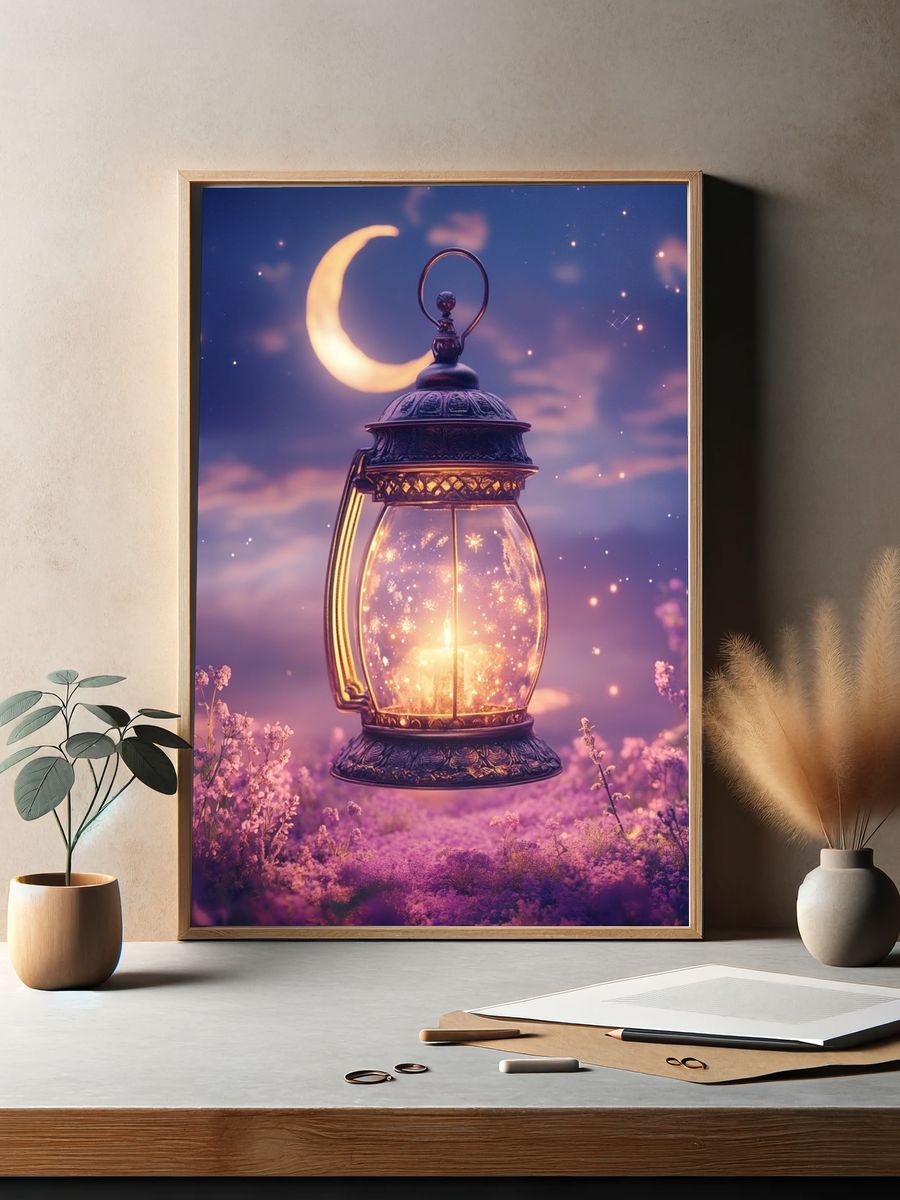 Moonlit Lantern Fantasy Print. — room view 2