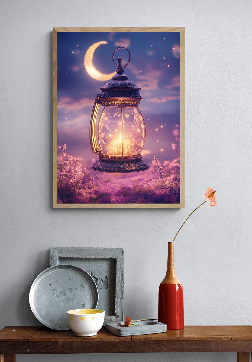 Moonlit Lantern Fantasy Print. — room view 3