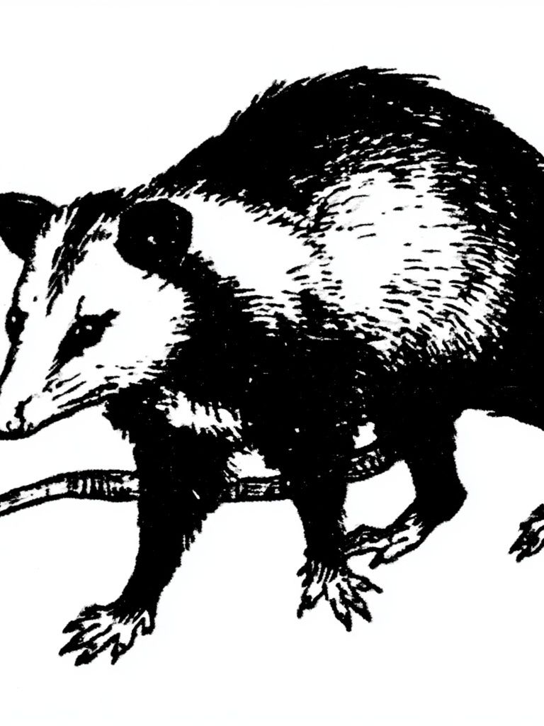 Opossum Ink Illustration Poster. poster detail