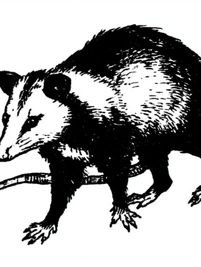 Opossum Ink Illustration Poster.