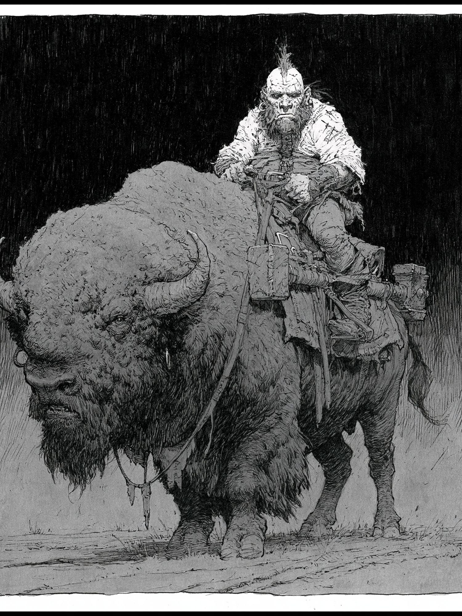 Bison Rider Ink Print. poster detail