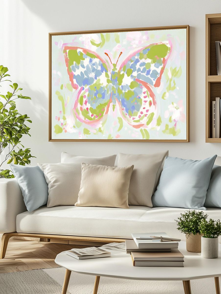 Pastel Butterfly Illustration Poster. — room view 2