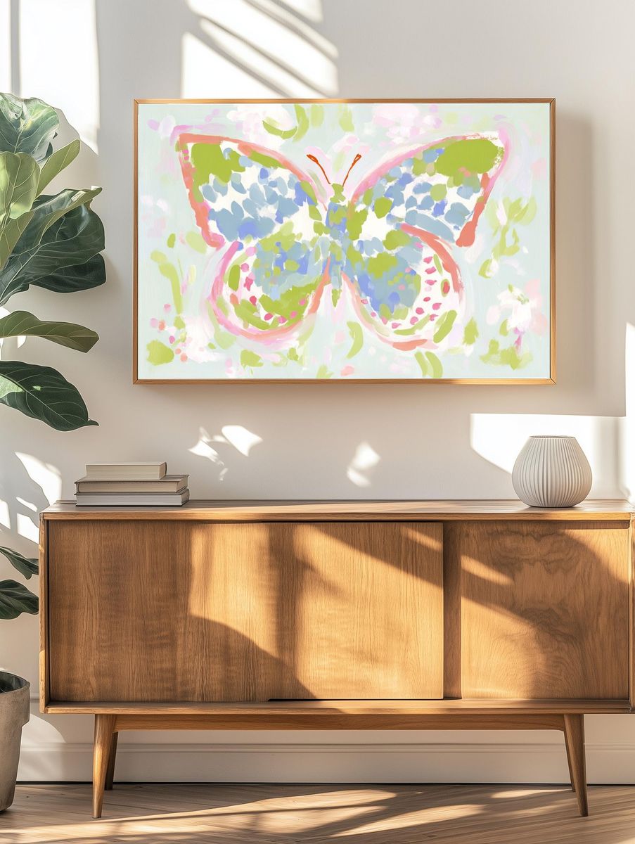 Pastel Butterfly Illustration Poster. — room view 3