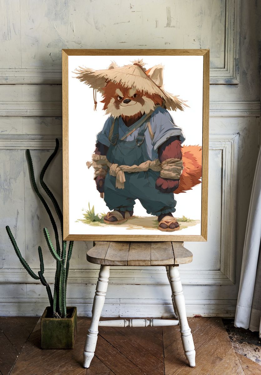 Samurai Fox Illustration Poster. — room view 1