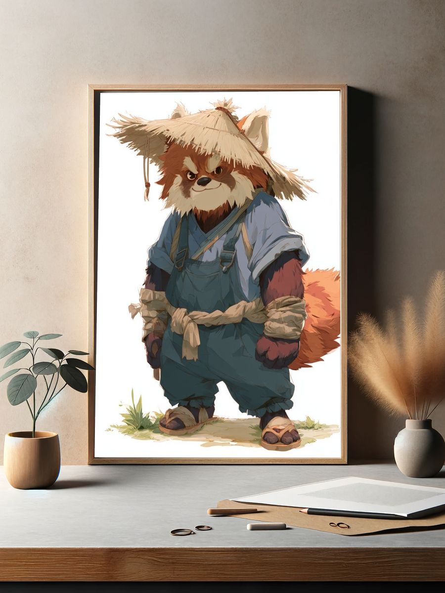 Samurai Fox Illustration Poster. — room view 2