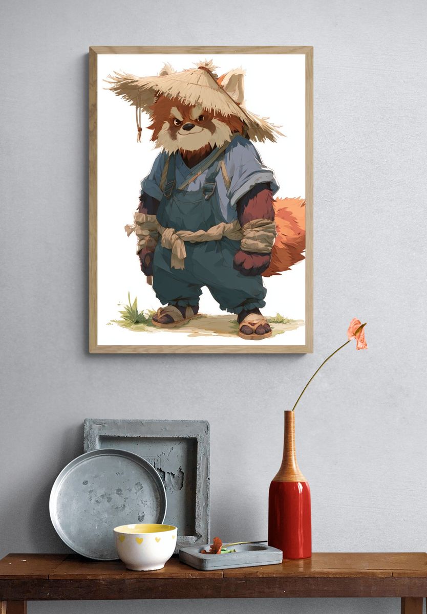 Samurai Fox Illustration Poster. — room view 3