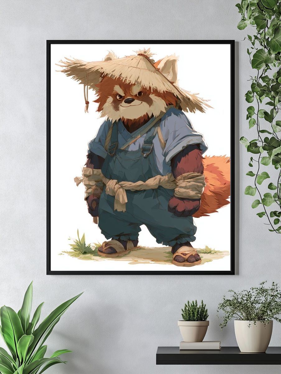 Samurai Fox Illustration Poster. — room view 4