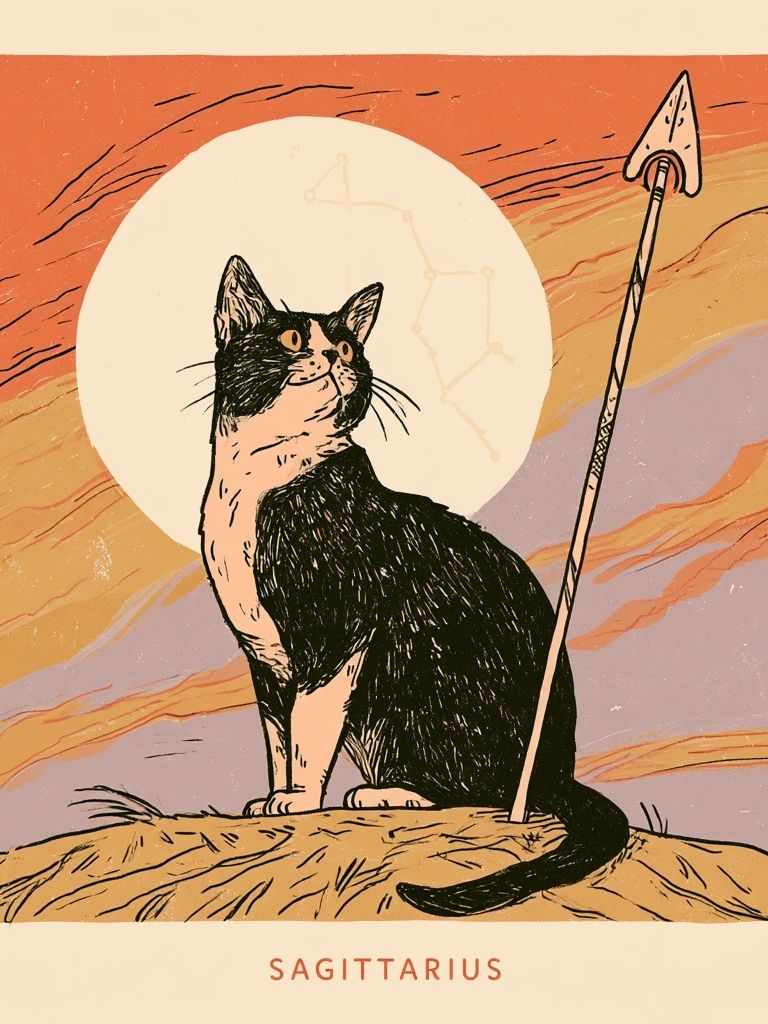 Sagittarius Cat Illustration Poster. poster — illustration art