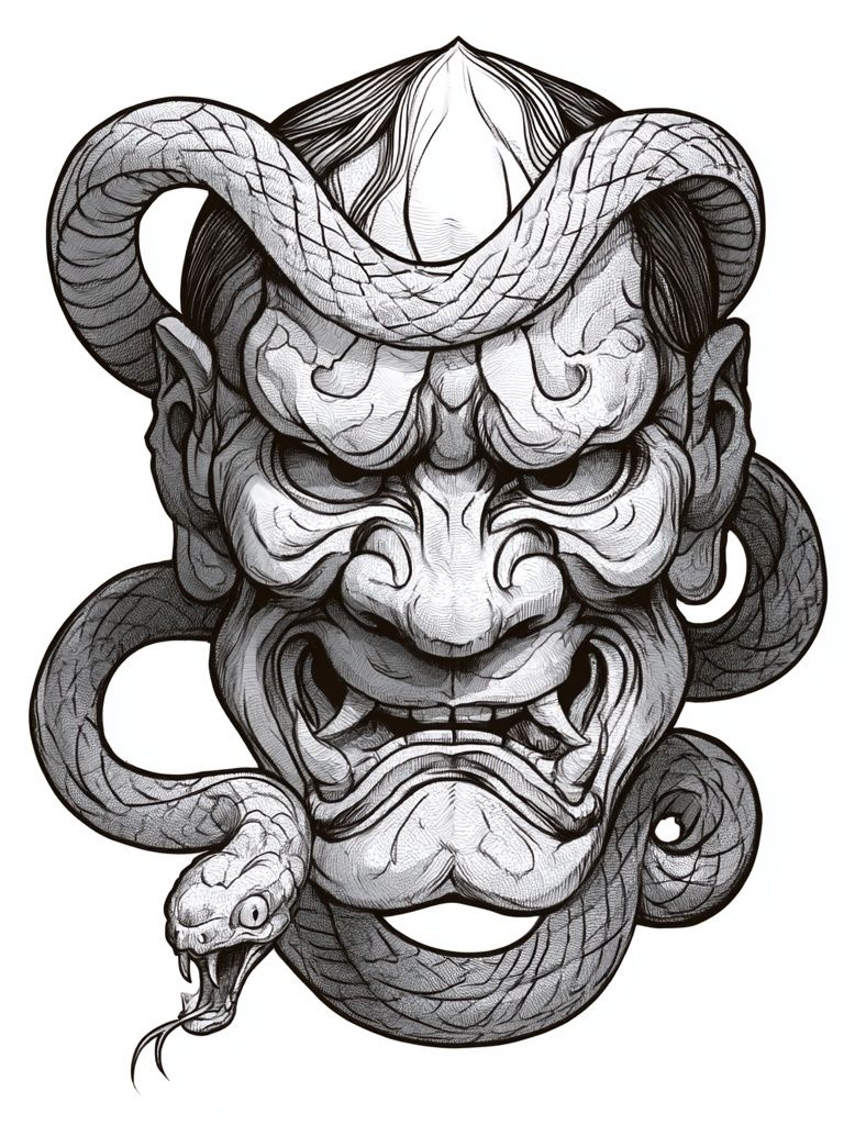 Oni Snake Ink Poster. poster — illustration art