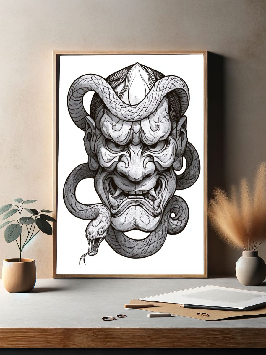 Oni Snake Ink Poster. — room view 2