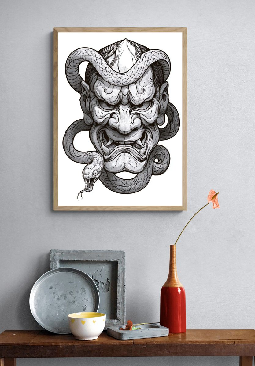 Oni Snake Ink Poster. — room view 3