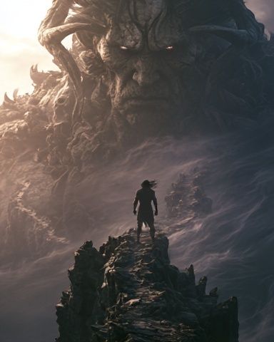 Titan Mountain Fantasy Poster. poster detail