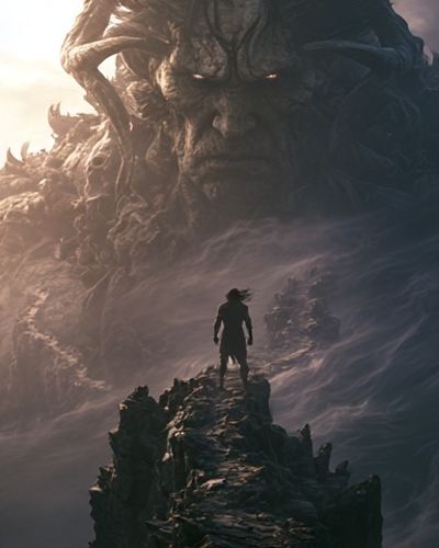 Titan Mountain Fantasy Poster.