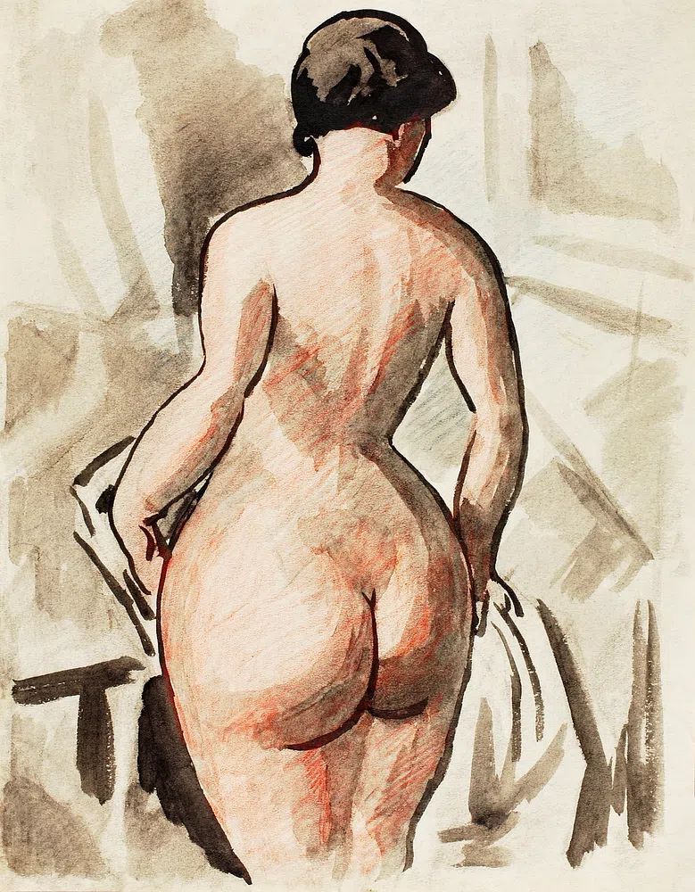 Nude Figure Watercolor Print. poster — illustration art