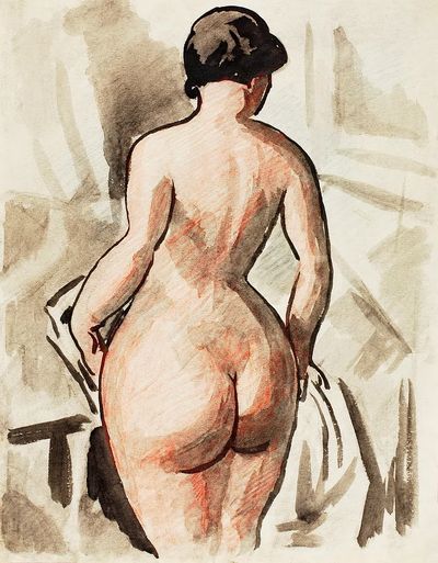 Nude Figure Watercolor Print. poster