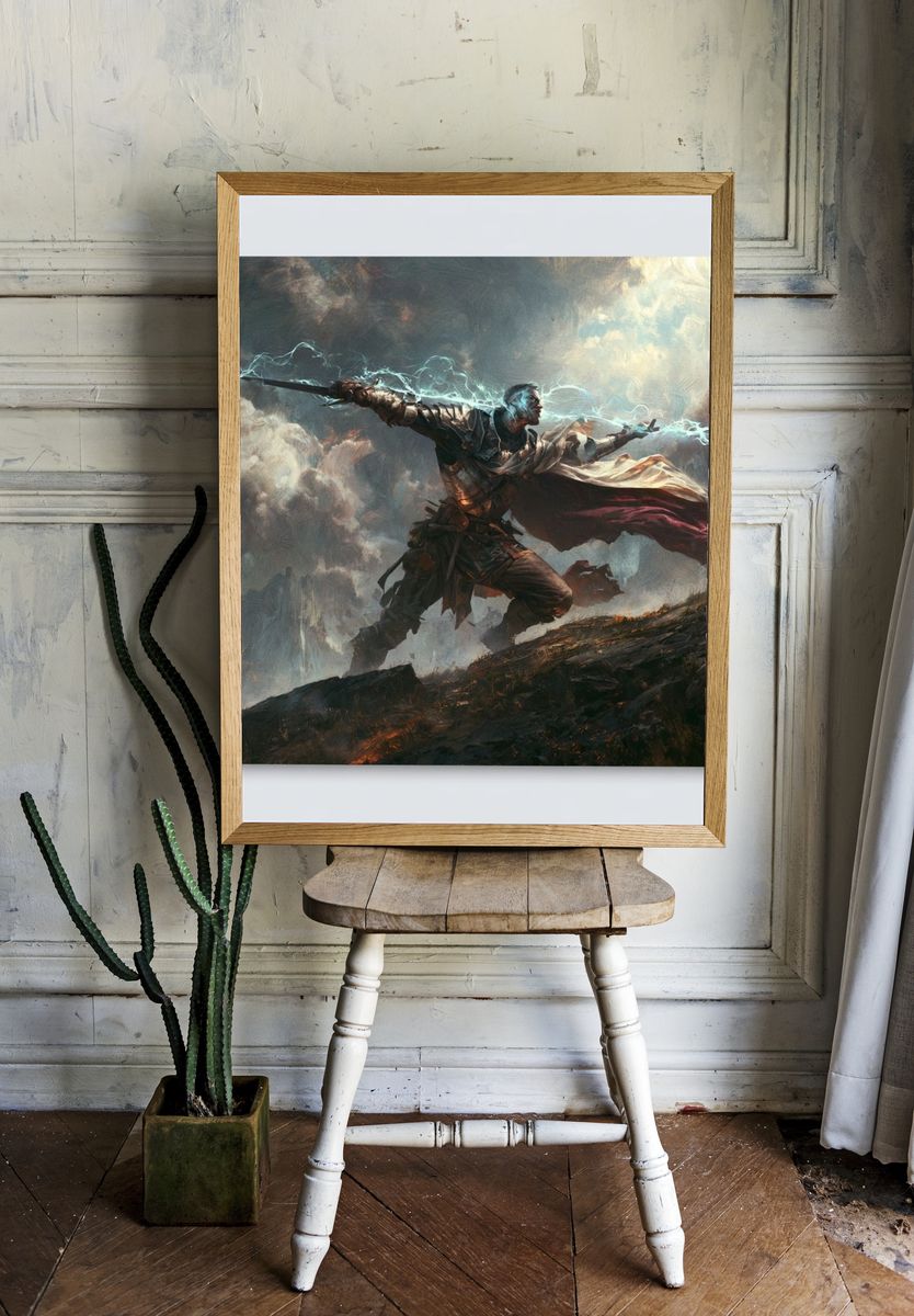 Storm Warrior Digital Art Poster. room preview