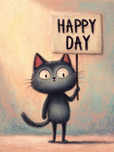 Happy Cat Illustration Poster.