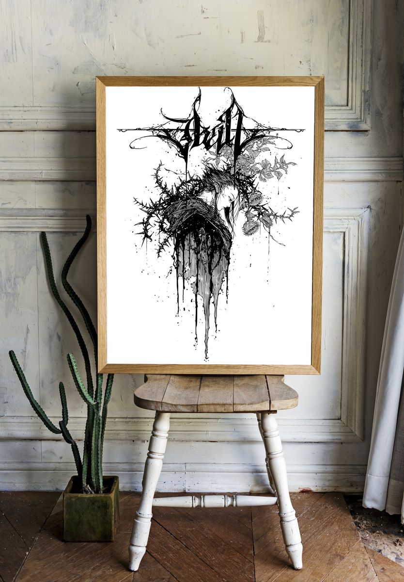 Thorned Figure Ink Poster. — room view 1