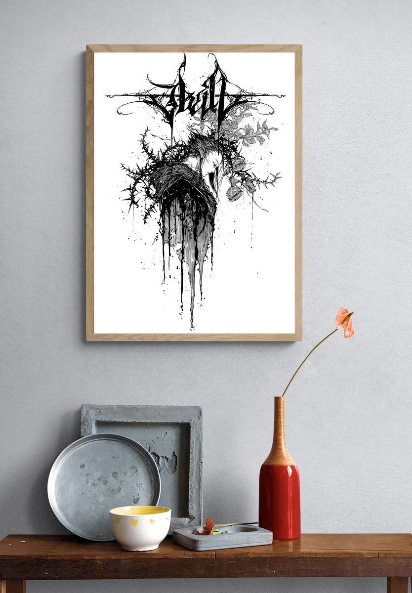 Thorned Figure Ink Poster. — room view 3