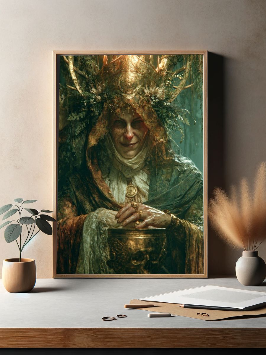 Forest Witch Portrait Print. — room view 2