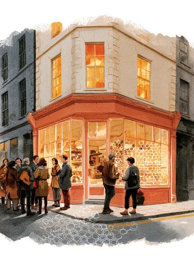 Corner Shop Watercolor Illustration Poster. poster