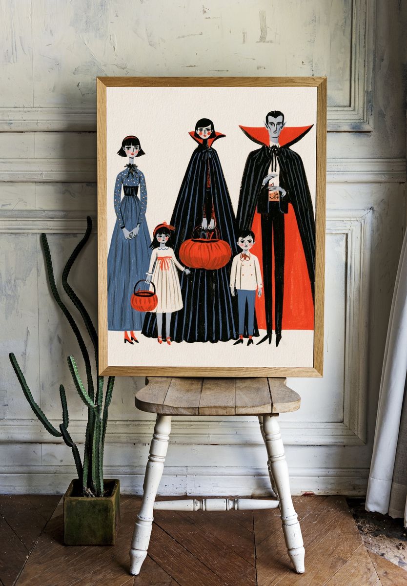 Halloween Family Costume Illustration Poster. room preview