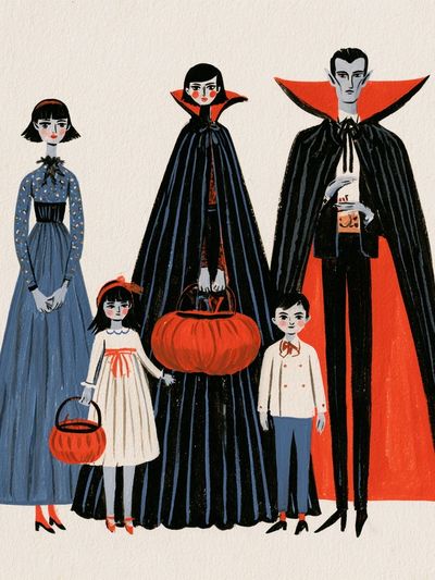 Halloween Family Costume Illustration Poster.