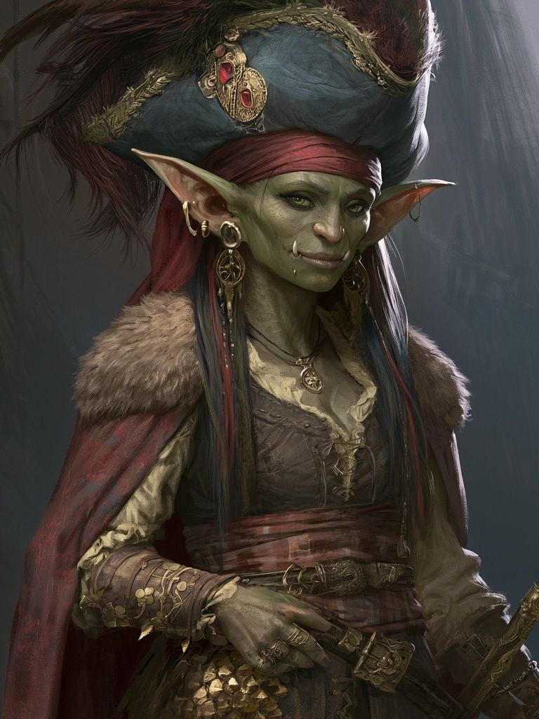 Goblin Pirate Portrait Print. poster — illustration art