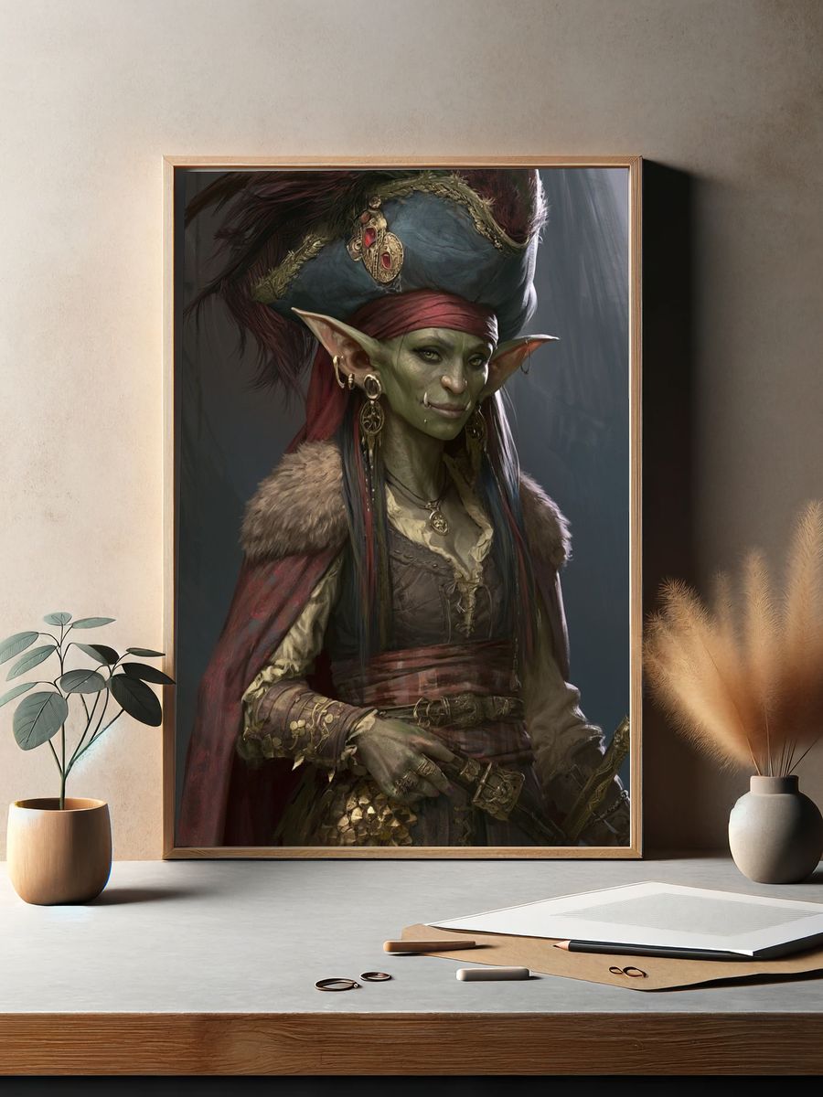 Goblin Pirate Portrait Print. — room view 2