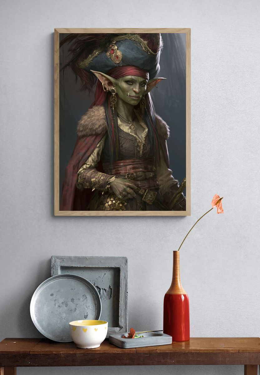 Goblin Pirate Portrait Print. — room view 3