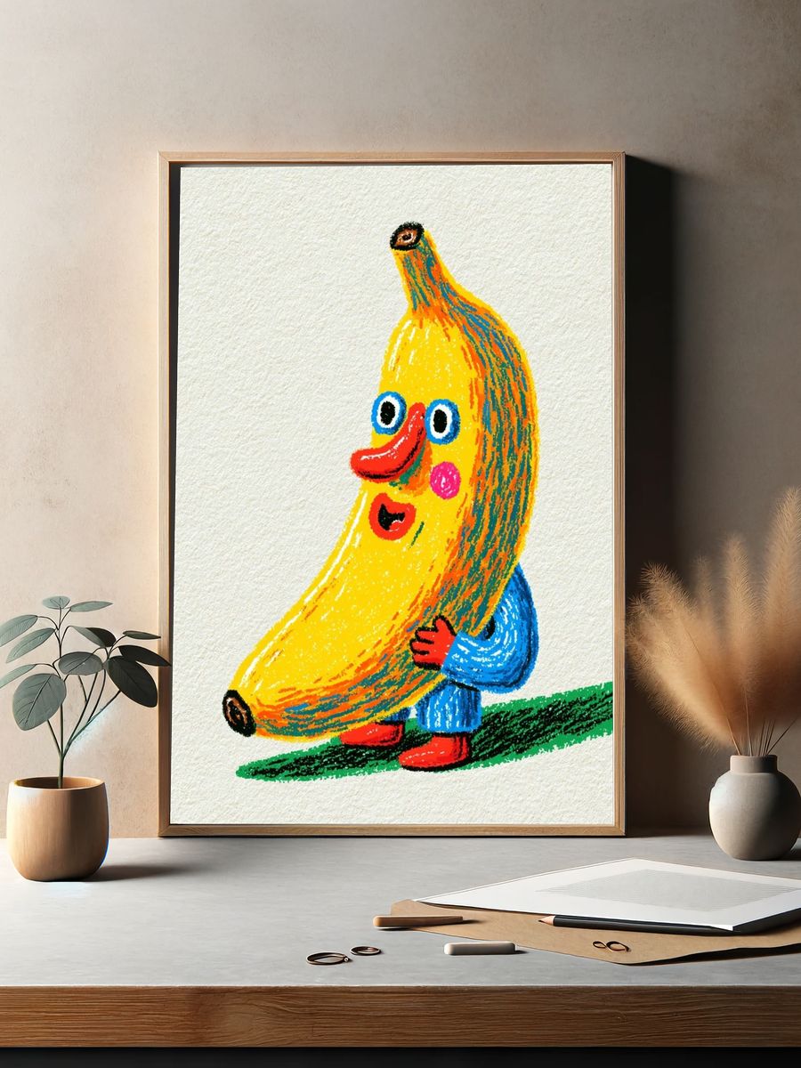 Banana Character Illustration Poster. — room view 2