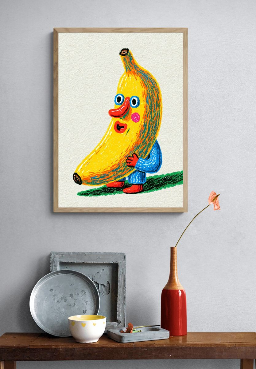 Banana Character Illustration Poster. — room view 3