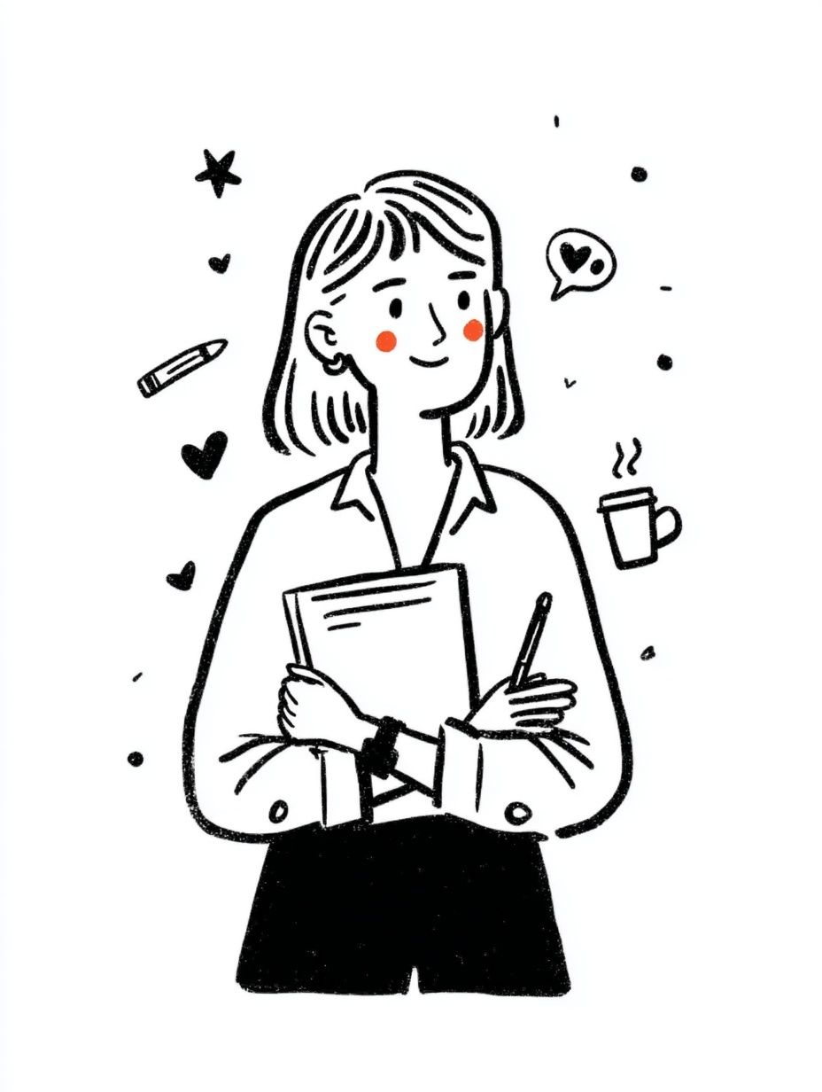 Girl with Notebook Illustration Poster. poster — illustration art