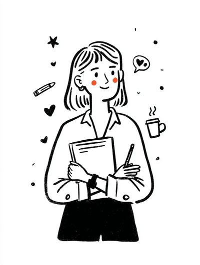 Girl with Notebook Illustration Poster. poster